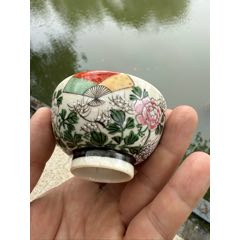 晚清民国朱同兴款粉彩花卉喜字茶杯一对，品相如图_旧瓷器_蕴宝藏珍