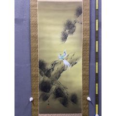 慧儿，七十年代工笔花鸟中堂《富贵万年图》国画书法古玩字画装饰挂画
