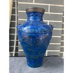 清中期青花缠枝如意纹罐54枚双排锔钉修复_青花瓷_梦幽斋【7788旧书网】