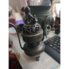 老铜香炉老宣德炉古董老铜器传世清代老紫铜风磨铜三足冲耳炉子_铜炉_