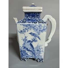 清代青花缠枝莲双喜纹兽耳瓶-青花瓷-7788旧书网