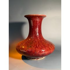 清乾隆红釉文房小天球瓶全品_红釉瓷_青花瓷迷【7788红宝书】