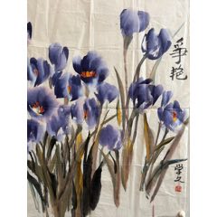 张大千（款），大幅泼墨中堂画《荷花图》国画书法古玩字画装饰挂画。纸