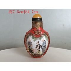 青花釉里红人物鼻烟壶，底款“康熙年制”_旧鼻烟壶_程饶金【7788旧书网】