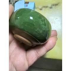 漂亮60年代出口创汇仿大明宣德年制，紫口青釉开片青花百寿小碗，口磕