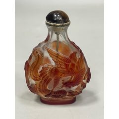 中国　牛角製　人物牛刻　鼻煙壷　木製台付　M　8977 牛角雕刻兽头鼻烟壶_旧鼻烟壶_永一利【7788期刊网】