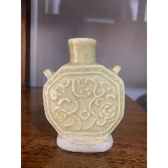 景德镇建国瓷厂黄釉堆白梅花天球瓶_黄釉瓷_怀旧时光古玩店【7788旧书网】
