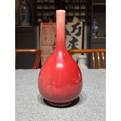 清代乾隆霁红窑变釉花瓶口沿老包银喜欢的朋友不要错过细节如图_红釉瓷_