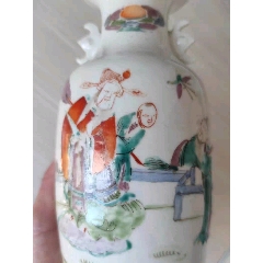 晚清广彩开窗人物花鸟瓶全品_旧瓷器_青花瓷迷【7788旧书网】