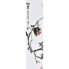 秋畝，民国时期老画，工笔花鸟《松鹰图》编号：824070203，纸本绫裱_