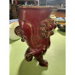 清乾隆款红釉蒜头瓶_红釉瓷_山西老货【7788红宝书】