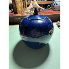 古玩旧藏清代孔雀蓝釉堆塑龙纹瓶_蓝釉瓷_贪睡小企鹅的店【7788旧书网】