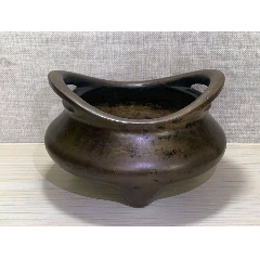 清代乾隆年制古鼎式三足冲天耳铜香炉_铜炉_净雅轩古玩店【7788铜炉收藏】