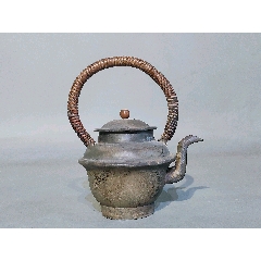 古玩旧藏清代鼓钉型白锡温酒壶_锡壶/锡器_顺应时代【7788旧书网】