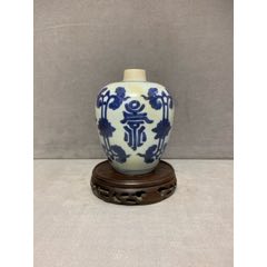 清代嘉庆缠枝花卉纹喜字罐（实价包邮）_青花瓷_御泓轩古玩玉器【7788