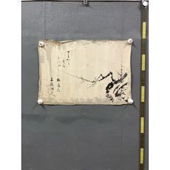 岩青，清末民国时期花鸟工笔画《松鹤图》国画书法古玩字画。绢本绫裱_