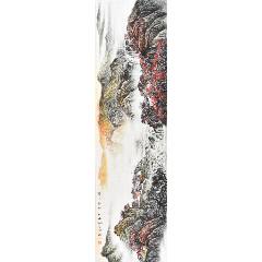 中艺，八十年代布画《万里长城图》国画书法古玩字画装饰挂画。布底挂轴