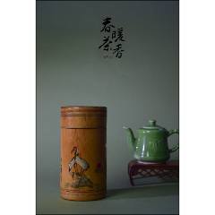 中國美術 古玩 竹丝扣瓷 竹編茶入 茶叶罐2点 茶道具 民国古董茶具茶器竹筒竹器青岛鸿翔茶庄松鹤延年茶叶盒罐礼品包邮_茶叶