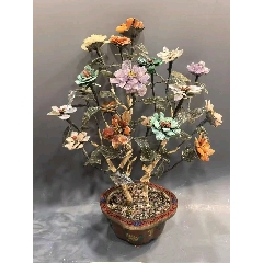 景泰蓝玉石盆景一对花盆-景泰蓝/珐琅-7788景泰蓝收藏