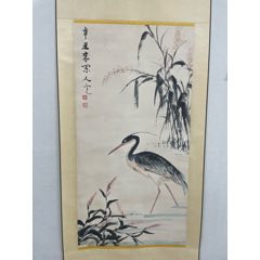 葭霜，民国时期水墨画《松鼠葡萄图》国画书法古玩字画。纸本纸裱_花鸟