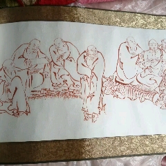 吴道子精品手绘老绢敬佛图，吴道子唐代著名画家书法家，世人尊称，画圣