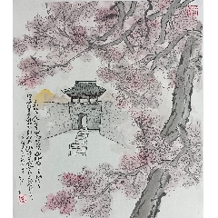 张大千（款），大幅泼墨中堂画《荷花图》国画书法古玩字画装饰挂画。纸