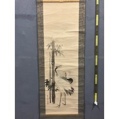 慧儿，七十年代工笔花鸟中堂《富贵万年图》国画书法古玩字画装饰挂画