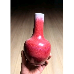 清代霁红釉天球瓶-红釉瓷-7788收藏