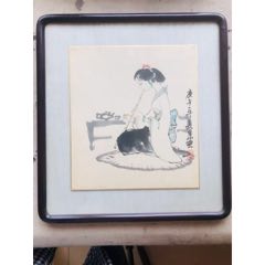 吴道子精品手绘老绢敬佛图，吴道子唐代著名画家书法家，世人尊称，画圣