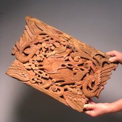 旧 明代 純銅塗金 浮雕 麒麟印章 配檀木盒 擺件 古置物 古賞物 中国古