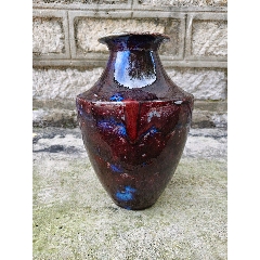 清中期红釉荸荠瓶（也叫直颈尊/琵琶尊）_红釉瓷_时代新居民【7788唱机】