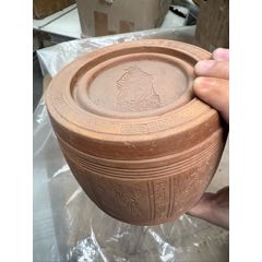 蟋蟀盆蛐蛐罐八仙过海鼓盆带罐早期柴窑泥质蟋蟀盆_虫罐/虫盆_图片欣赏_