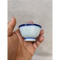 清中期.青花.凤眼杯.茶园.瓷器_青花瓷_吾铭居【7788旧书网】