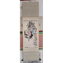 印刷】《宫本武藏枯木鸣鵙图》7212书画挂轴日本回流字画工艺画_花鸟