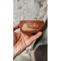 80年代，汝釉白泥宜兴宝山出品小花盆_其他紫砂_居山堂【7788旧书网】