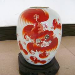 仿“乾隆年制”钧红釉菩荠瓶（A0491）_红釉瓷_养心殿古玩阁【7788旧书网】