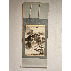 一波，九十年代大幅山水画中堂《溪径觅句图》国画书法古玩字画装饰挂画