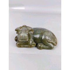 和田青玉，益獸，手把件