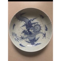 80年代景德镇青花玲珑龙纹折盘4个17.8cm_青花瓷_廊坊收藏【7788旧书网】