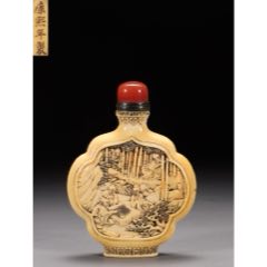 清代，矾红四鱼鼻烟壶_旧鼻烟壶_大秦典藏【7788旧书网】