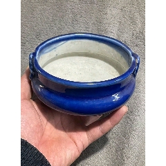 6037清代蓝釉香炉_蓝釉瓷_汉唐老普古玩店【7788旧书网】