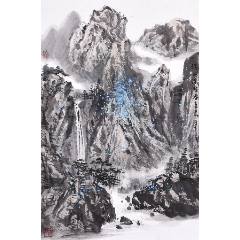 清中期水墨钟馗伏虎人物立画_山水国画原作_大秦典藏【7788旧书网】