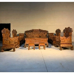 中国 稀少清代黄花梨 古董家具 古董明清木器传世清代黄花梨沙发十三件套_木床/木榻_图片欣赏_收藏价值