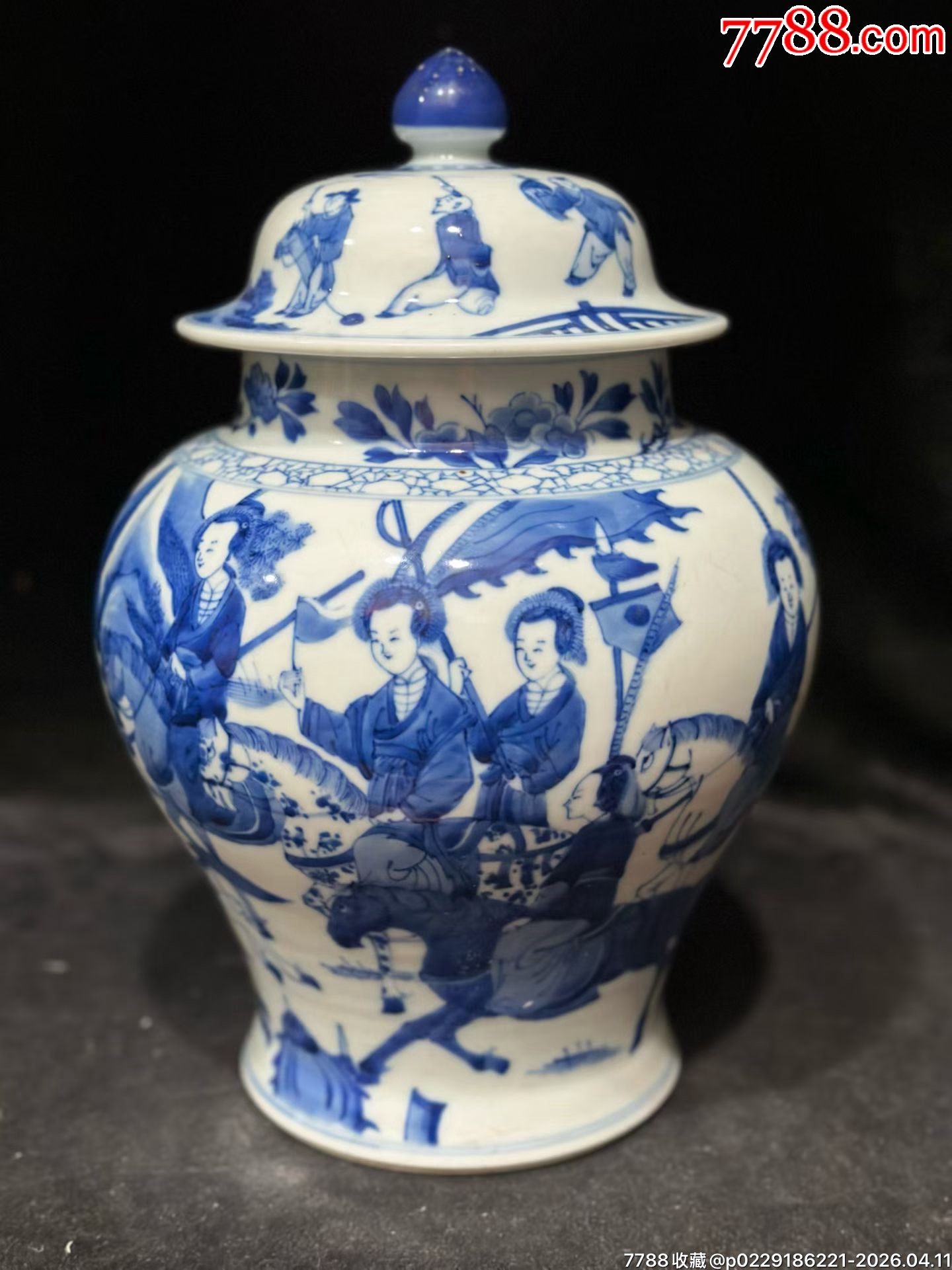 清代青花穆桂英挂帅将军罐-青花瓷-7788商城