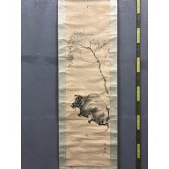 慧儿，七十年代工笔花鸟中堂《富贵万年图》国画书法古玩字画装饰挂画