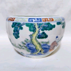 清同治粉彩八卦阴阳鱼高足八方贡碗_旧瓷器_康桐强【7788红宝书】