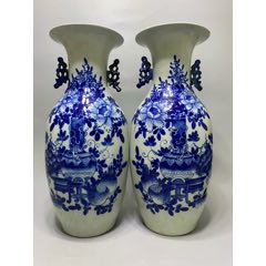 民国或解放初期矾红青花描金玲珑瓷大碗_青花瓷_老坛陈酿【7788旧书网】