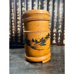 老竹雕全手工雕刻松下老人笔筒_竹雕笔筒_回收价格_收藏价值_7788金银币收藏