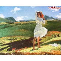 油画原画　30cm 「格子小人」 手绘布面油画《青年时期的毛泽东》_油画原画_老虎头古玩店铺【7788旧书网】