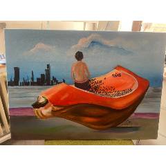 【F0号】【油彩】untitled 原画 油画 油画原画_未出售_在线交易【7788核桃雕】